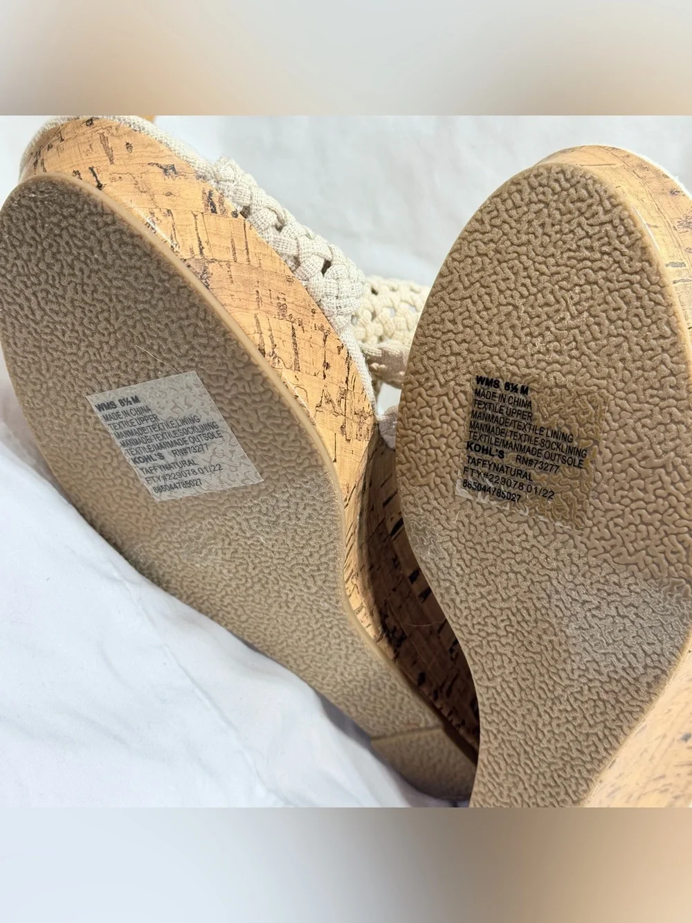 Kohl's Woven Cream Platform Wedge Sandals